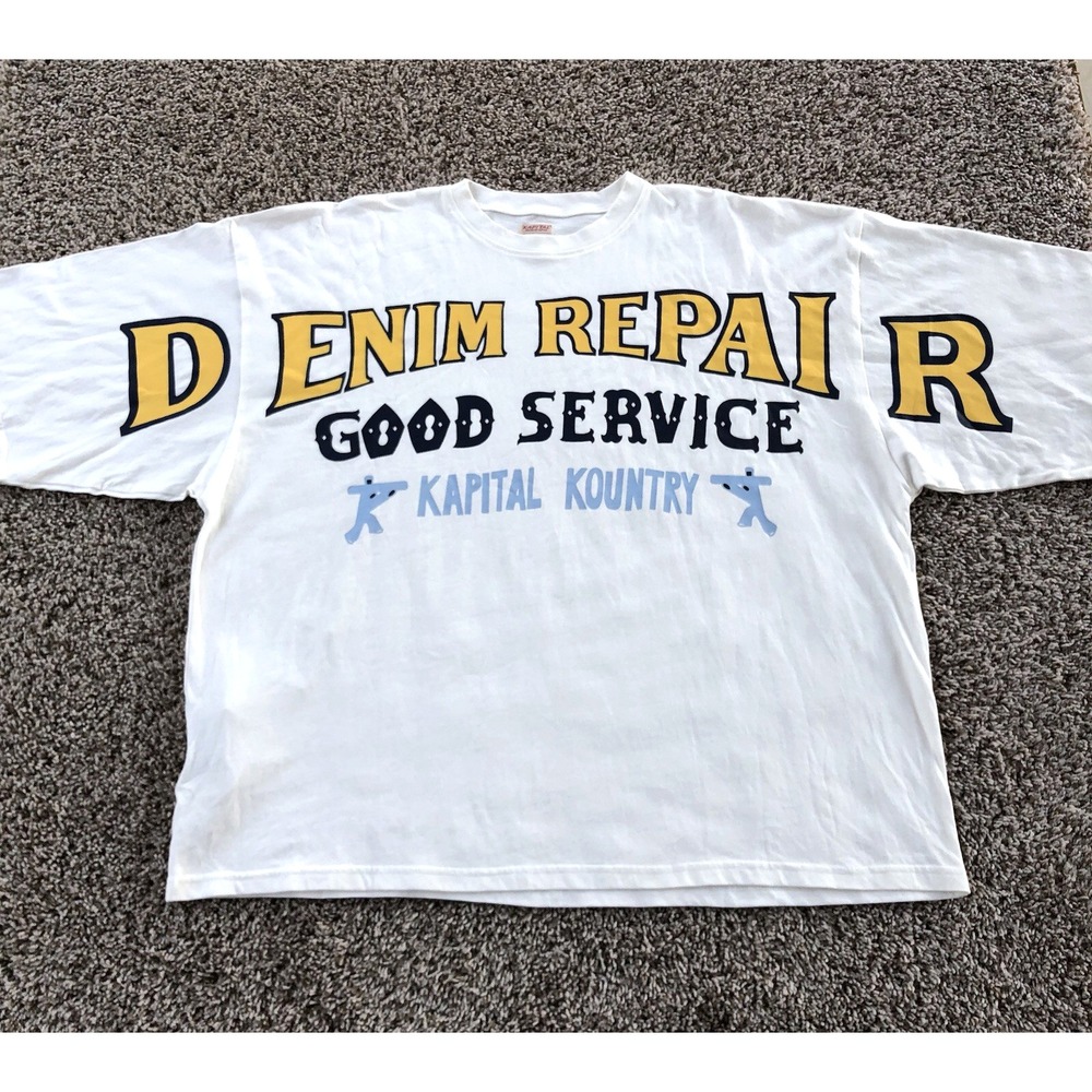 Kapital Kountry "Denim Repair Good Service" Oversized Shirt Size 1 / Small White